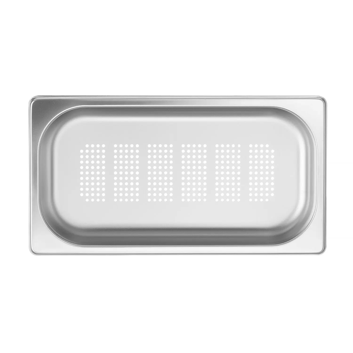 Recipient gastronorm perforat Hendi GN 1/3, cu capacitate de 1,2 l, din oțel inoxidabil 18/8. Potrivit pentru frigidere, cuptoare combi, Bain-Marie și chafing dish.