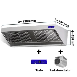 Hotă de perete cu motor, regulator, iluminare - 120 x 70 cm | WHIE127M