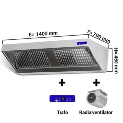 Hotă de perete cu motor, regulator, iluminare - 140 x 70 cm | WHIE147M