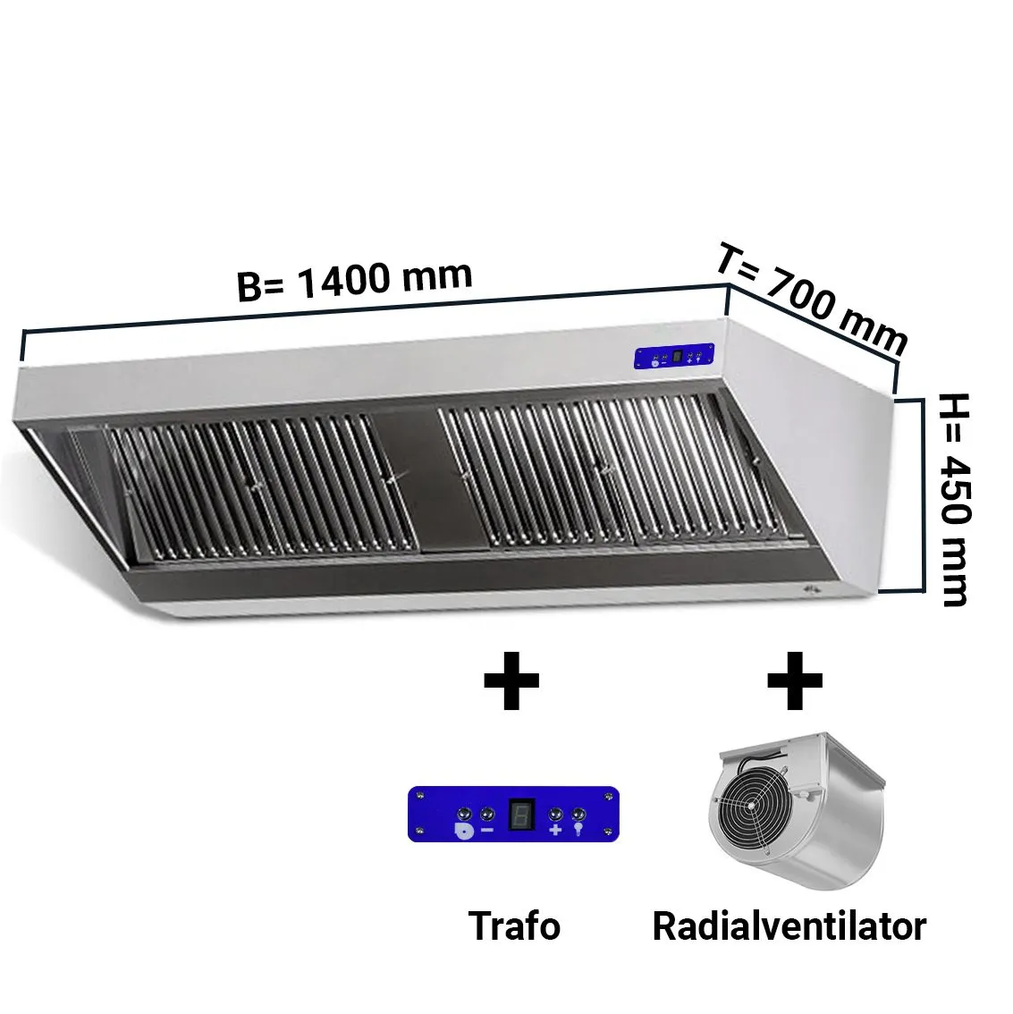 Hotă de perete cu motor, regulator, iluminare - 140 x 70 cm | WHIE147M