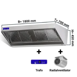 Hotă de perete cu motor, regulator, iluminare - 180 x 70 cm | WLS187M