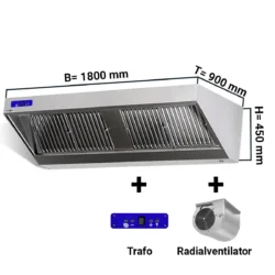 Hotă de perete cu motor, regulator, iluminare - 180 x 90 cm | WLS189M