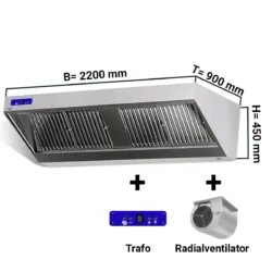 Hotă de perete cu motor, regulator, iluminare - 220 x 90 cm | WLS229M