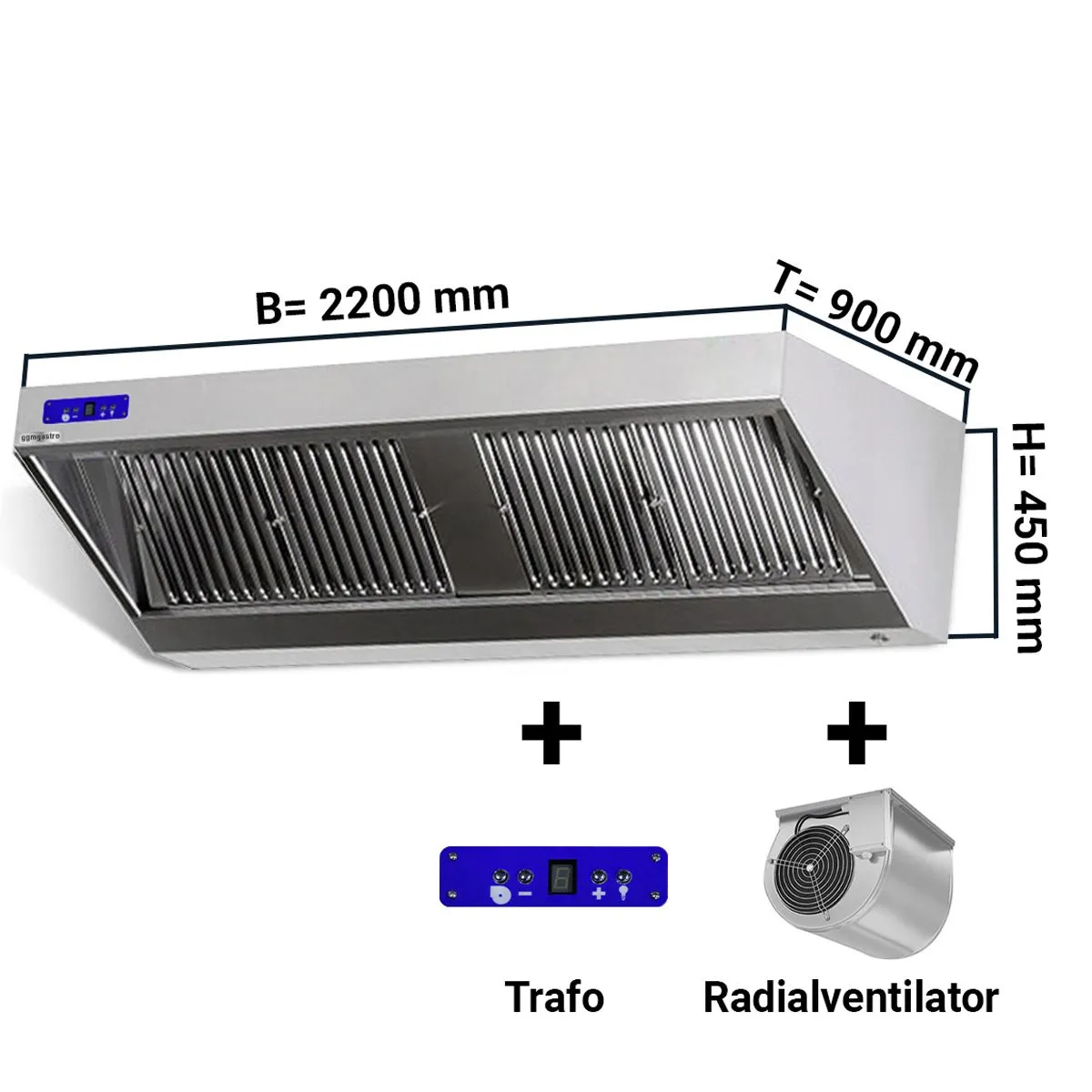 Hotă de perete cu motor, regulator, iluminare - 220 x 90 cm | WLS229M