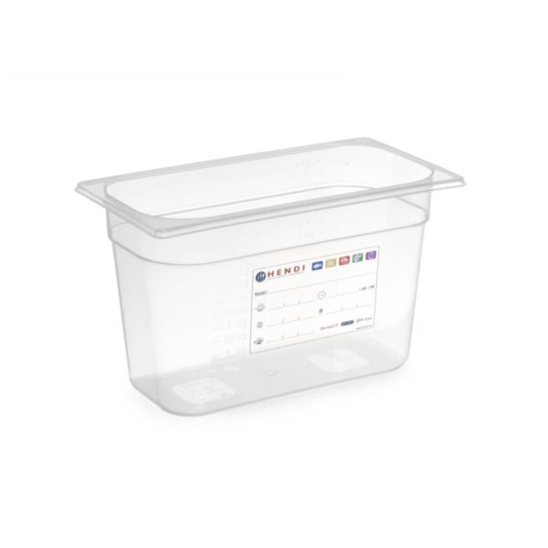 Tavă Gastronorm GN 1/3, HENDI, GN 1/3, 2,5L, Transparent, 325x176x(H)65mm