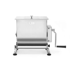 Malaxor de carne Hendi argintiu, oțel inoxidabil, 20L, cu cuvă rabatabilă și mâner negru.