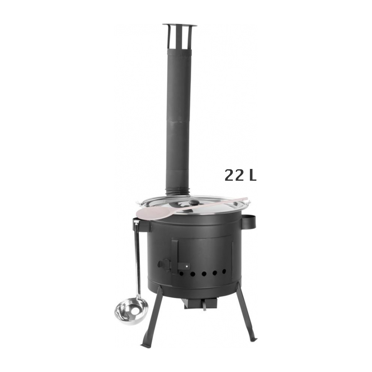 Set de ceaun pentru gulaș și pomana porcului, ceaun de 22 l