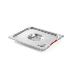 Capac GN 1/2 Hendi 804322 din inox 18/10, cu garnitură din silicon și decupaj pentru mânere. Stivuibil, interval de temperatură -40 până la 300 °C.