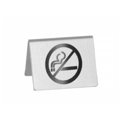 Semn de masă Fumatul interzis | Hendi 663660 din oțel inoxidabil cu pictogramă pe ambele părți pentru restaurante, baruri și cafenele.