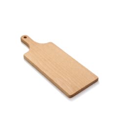 Tocătorul din lemn 27x12x1,5 cm, cu mâner practic, este fabricat din lemn de fag și este potrivit pentru tăiere și servire.