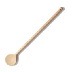 Lingura de lemn de 80 cm, din lemn de fag, cu formă rotundă, oferă o manipulare confortabilă la prepararea mâncărurilor în oale mai mari și mai adânci.