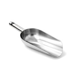 Lopățica din inox pentru gheață și ingrediente vrac, din oțel 304, oferă construcție rezistentă, întreținere ușoară și utilizare confortabilă în fiecare zi.
