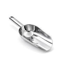 Lopățica din inox pentru gheață și ingrediente vrac, din oțel 304, oferă construcție rezistentă, întreținere ușoară și utilizare confortabilă în fiecare zi.