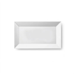 Tavă de servire Actual 22,4 x 11,4 cm din porțelan rezistent. Tavă elegantă, ideală pentru aperitive, sushi, deserturi și alte preparate.