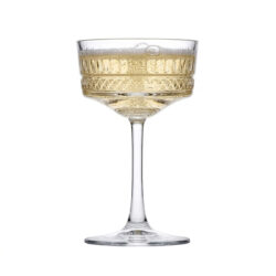 Pahar pentru șampanie Elysia 260 ml din sticlă transparentă, cu design elegant în relief. Ideal pentru servirea șampaniei, prosecco-ului, vinului spumant și cocktailurilor.
