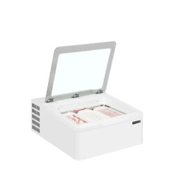 Distribuitor de înghețată la cupă TEFCOLD ICE3 – 654 × 790 mm economisește spațiu pe blat. Capacitate 3 × 5 l tăvi pentru înghețată, temperatură -22 până la -10 °C.