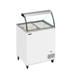 Vitrină pentru înghețată la cupă Tefcold IC202SC-SO, cu volum net de 155 l, iluminare LED și temperatură de la -24 până la -14 °C. Ideală pentru unități HoReCa mai mici.