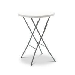Masa catering pliabilă Ø 80 cm, cu înălțimea de 110 cm, este potrivită pentru petreceri, grătare și diverse evenimente. Blat din HDPE rezistent și capacitate de încărcare de 150 kg.