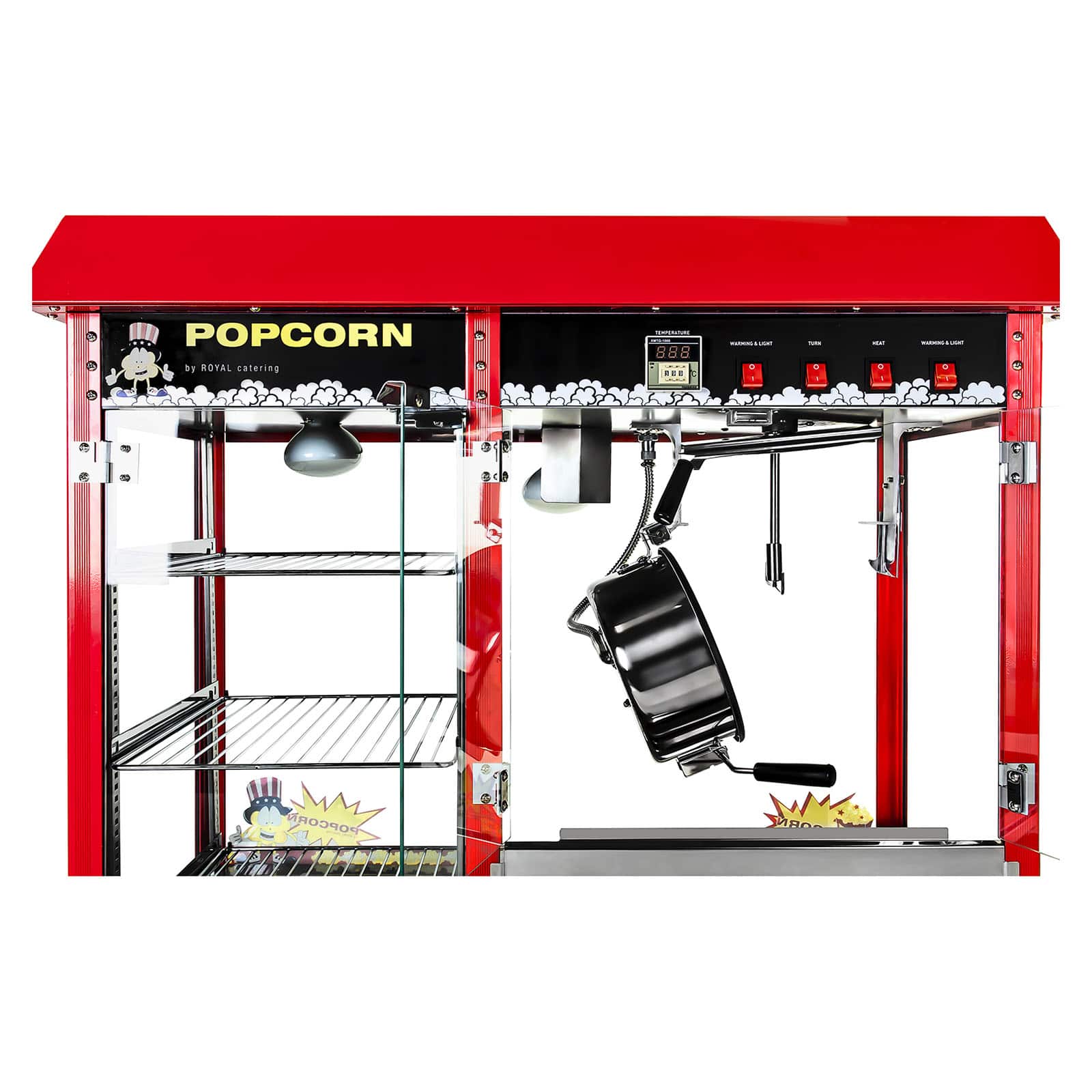 Mașină de popcorn cu vitrină încălzită - 1700 W | RCPC-16E