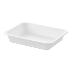 Caserolă meniu sigilabilă 227 × 178 × 40 mm, în culoare albă, pentru ambalarea preparatelor gata făcute. Potrivită pentru microunde, rezistentă de la -20 °C la 100 °C.