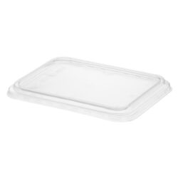 Capac transparent pentru caserolă meniu 227 × 178 mm din PP. Închidere fermă la transportul preparatelor, potrivit pentru cuptorul cu microunde. Pachet 25 buc.