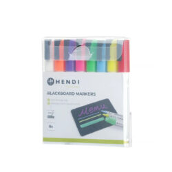 Set de 8 markere colorate HENDI pentru tablă, cu vârf rotund de 3 mm. Potrivite pentru table de meniu, etichete de preț și anunțuri în unități HoReCa.