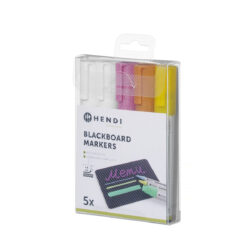 Markere colorate Hendi 664292, set 5 buc cu vârf 2–6 mm. Pentru panouri de meniu, etichete de preț și oferte sezoniere în unități HoReCa.