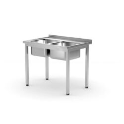 Masă de spălat - 2 cuve - 1000x600 mm - Kitchen Line | Hendi 811580