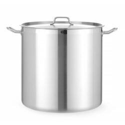 Oală înaltă cu capac Hendi Profi Line 71 l, cu bază tip sandwich. Potrivită pentru plite electrice, pe gaz, ceramice și cu inducție.