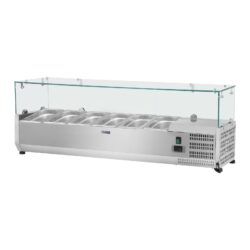 Vitrină frigorifică pentru GN - 150 x 39 cm - 6 tăvi GN 1/3 - capac din sticlă