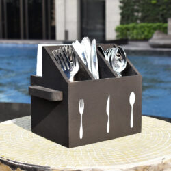 Organizator tacâmuri din lemn - negru | Gastrokitchen