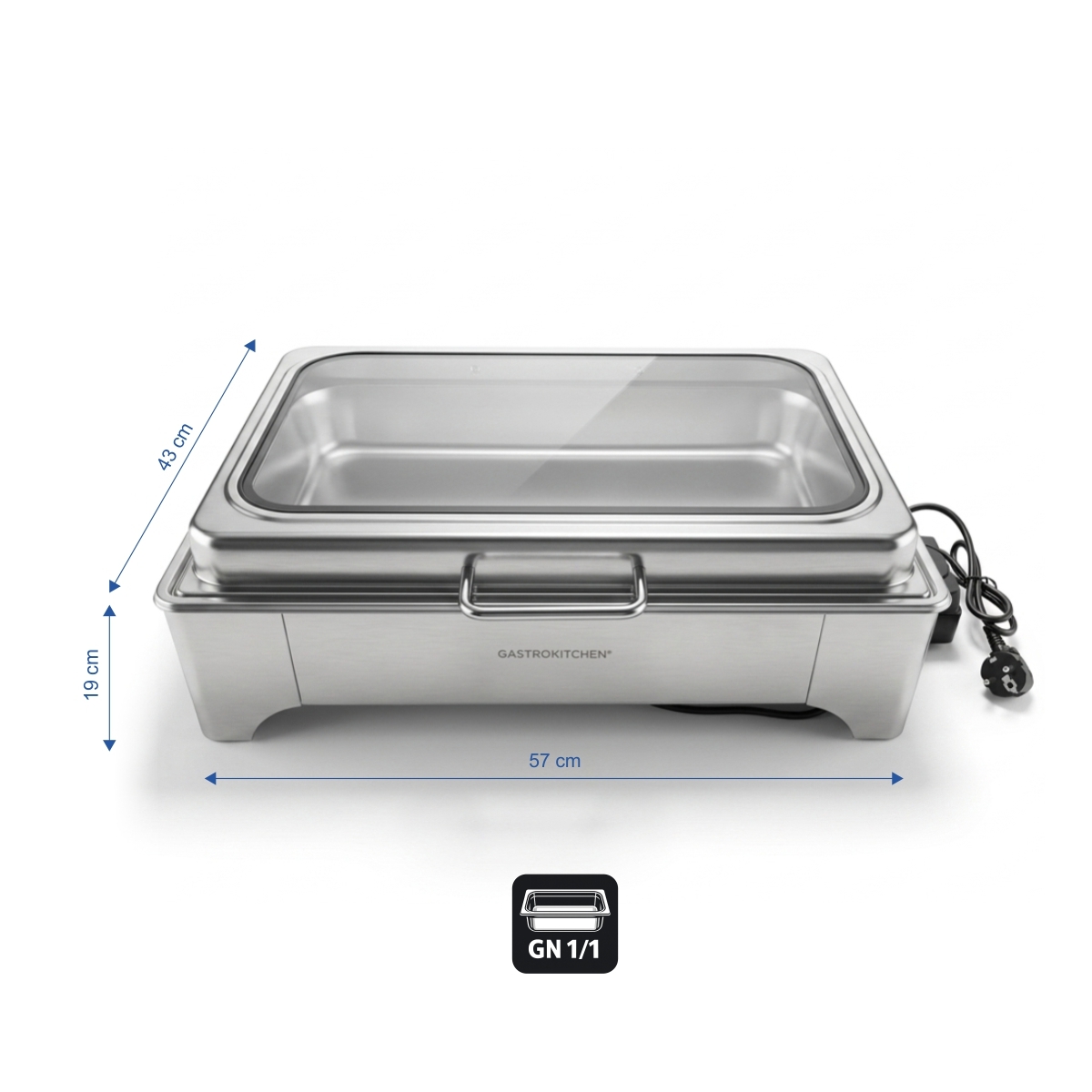 Chafing electric cu capac din sticlă 9 L - GN 1/1 | Gastrokitchen