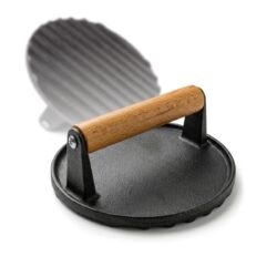 Presă din fontă pentru burgeri cu mâner din lemn - Ø 14 cm | Gastrokitchen