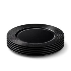 Set 6 suporturi farfurie – 33 cm – cu striații - negre