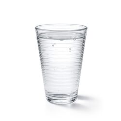 Pahar din sticlă striat pentru apă Gastrokitchen, cu volum de 300 ml. Sticlă transparentă elegantă pentru apă, limonade și alte băuturi reci.