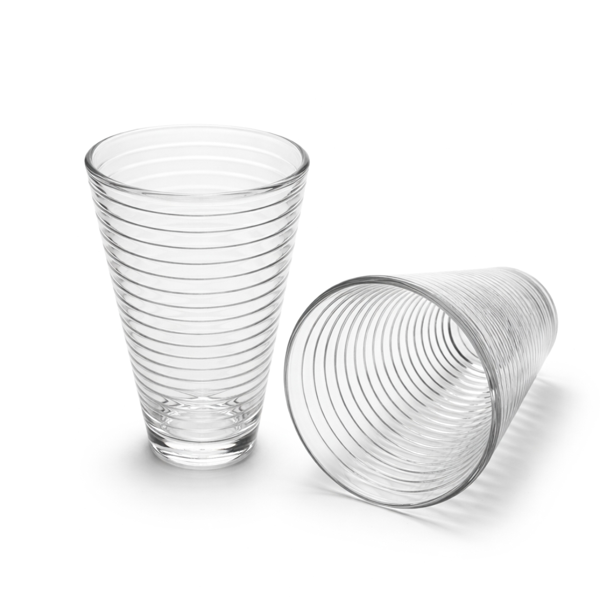 Pahar din sticlă striat pentru apă Gastrokitchen, cu volum de 300 ml. Sticlă transparentă elegantă pentru apă, limonade și alte băuturi reci.