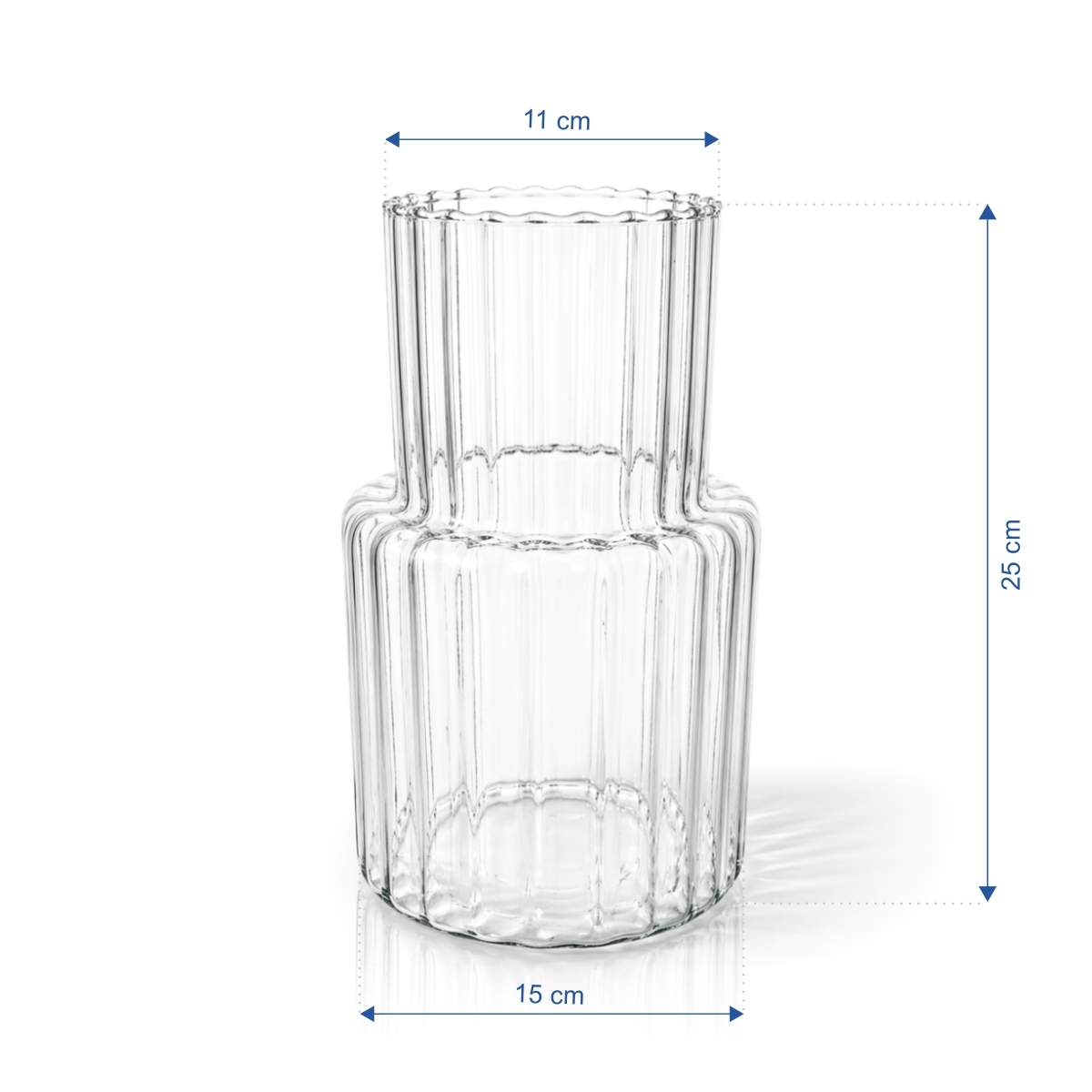 Vaza din sticlă cu model striat Ø 14,5 x 25 cm este potrivită pentru flori proaspete și decorațiuni uscate. Un accesoriu elegant pentru unități HoReCa și locuințe.