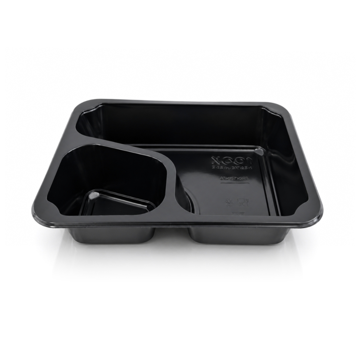 Caserolă meniu sigilabilă Colt cu 2 compartimente, 227 × 178 × 50 mm, pachet 50 buc. Alegere practică pentru ambalarea și livrarea preparatelor gata făcute.