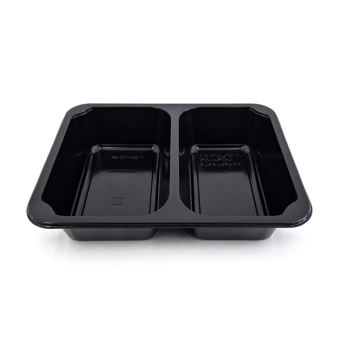 Caserolă meniu sigilabilă cu 2 compartimente, 227 × 178 × 50 mm, în pachet de 50 buc. Potrivită pentru ambalarea, servirea și livrarea preparatelor pentru unități HoReCa.