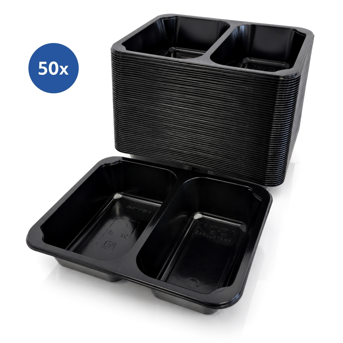 Caserolă meniu sigilabilă - 2 compartimente - 227x178x50 mm | 50 buc