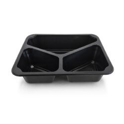 Caserolă meniu sigilabilă cu 3 compartimente, 227 × 178 × 50 mm, 50 buc. Alegere practică pentru ambalarea, servirea și livrarea preparatelor în unități HoReCa.