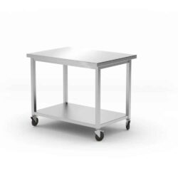 Masă inox pe roți cu raft - 100x70x85 cm | Hendi 815786