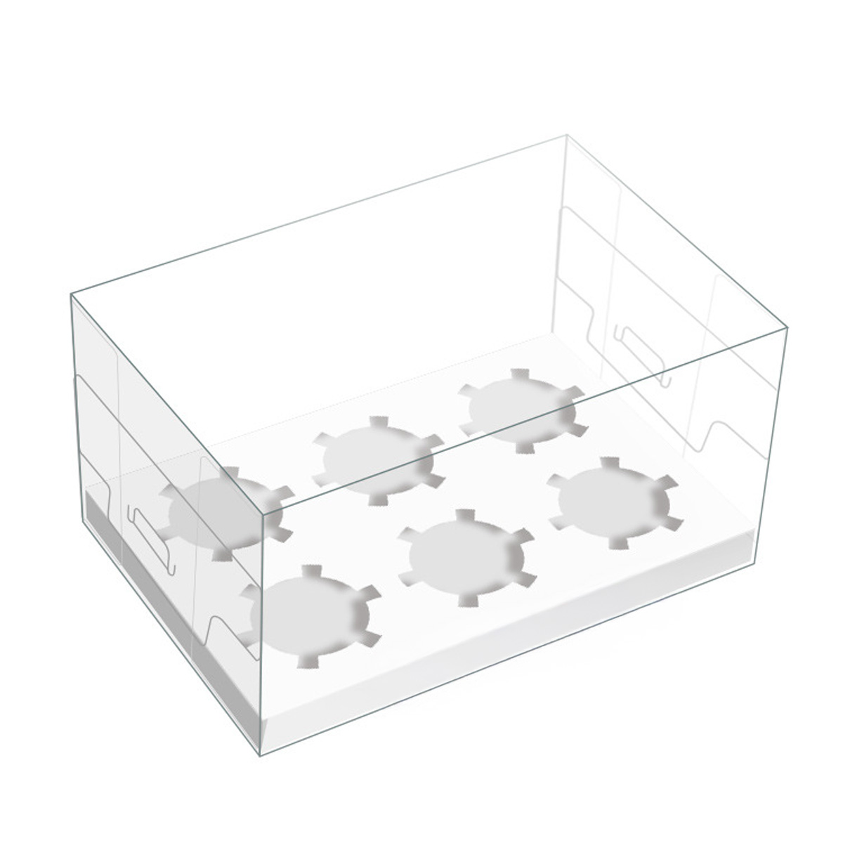 Cutie transparentă pentru 6 brioșe-cupcake - set 10 buc | Gastrokitchen