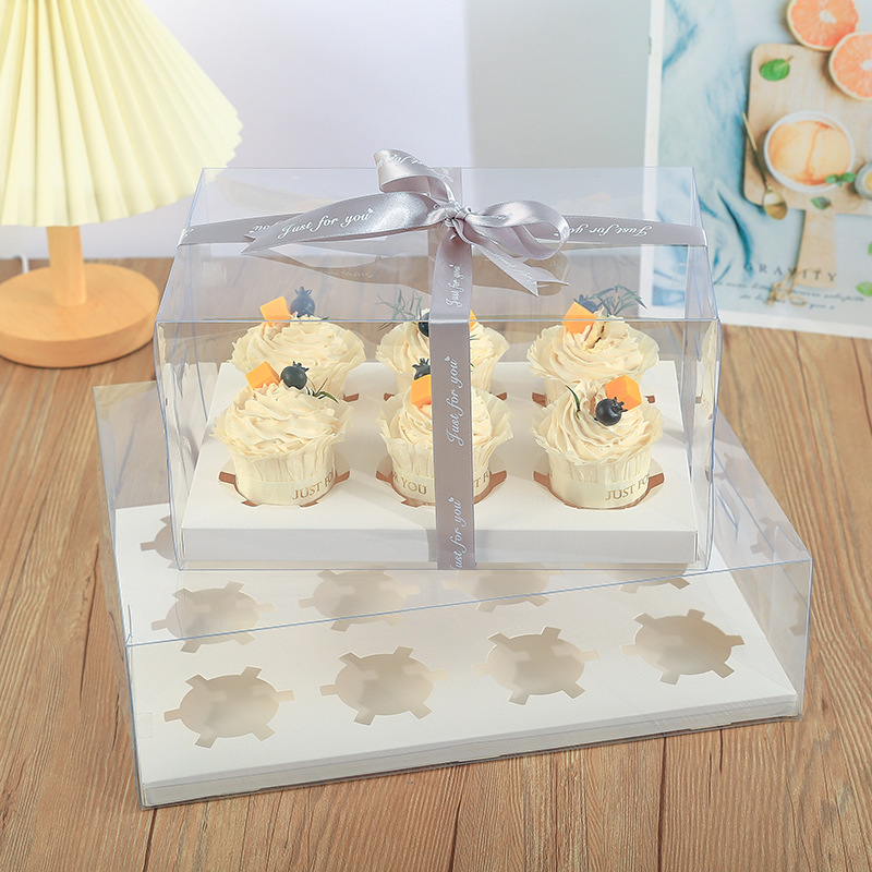Cutie transparentă pentru 6 brioșe-cupcake - set 10 buc | Gastrokitchen