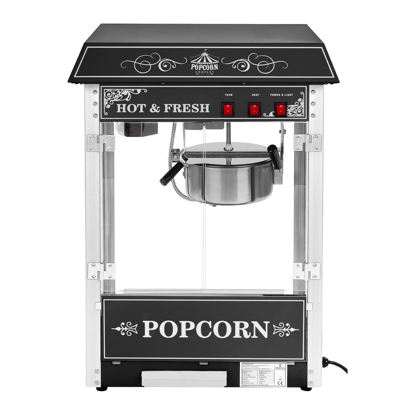 Aparat de popcorn - design RETRO - 1600 W | RCPS-16.2