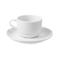Ceașcă stivuibilă cu farfurioară Bianco - 90 ml | Fine Dine