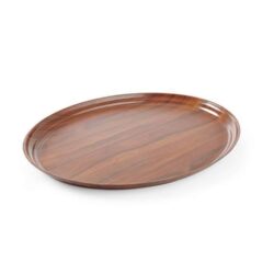Tavă Montana cu suprafață antiderapantă - nuc - ovală - 230 x 160 mm | Amerbox