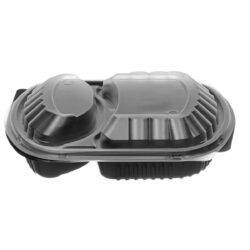 Caserolă meniu PP cu capac și 2 compartimente, 240x205x40 mm. Ambalare 150 buc.