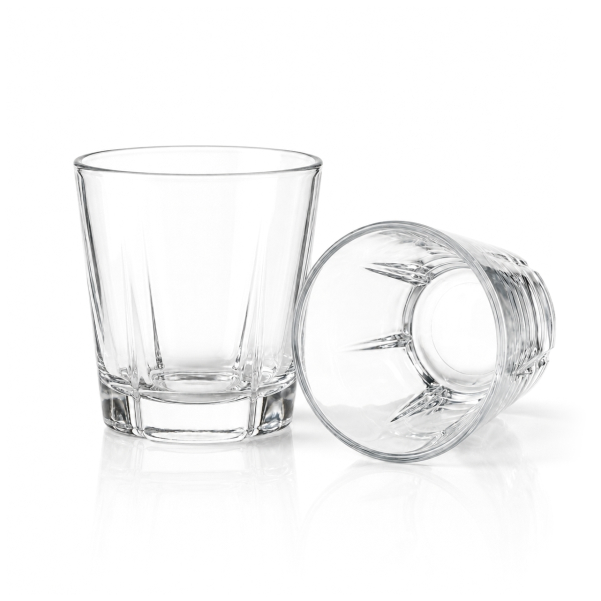 Pahar robust din sticlă transparentă pentru whisky, cu bază texturată, volum 220 ml.
