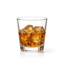 Pahar robust din sticlă transparentă pentru whisky, cu bază texturată, volum 220 ml.